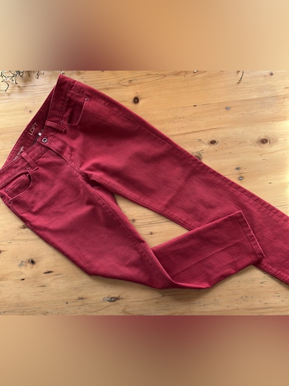 Ann Taylor Loft sz.26/2P Modern Straight Red Jeans Mid Rise